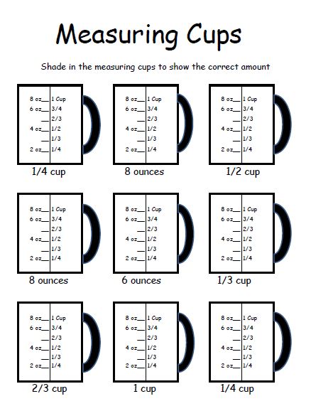 Free Printable Measuring Cup Worksheets