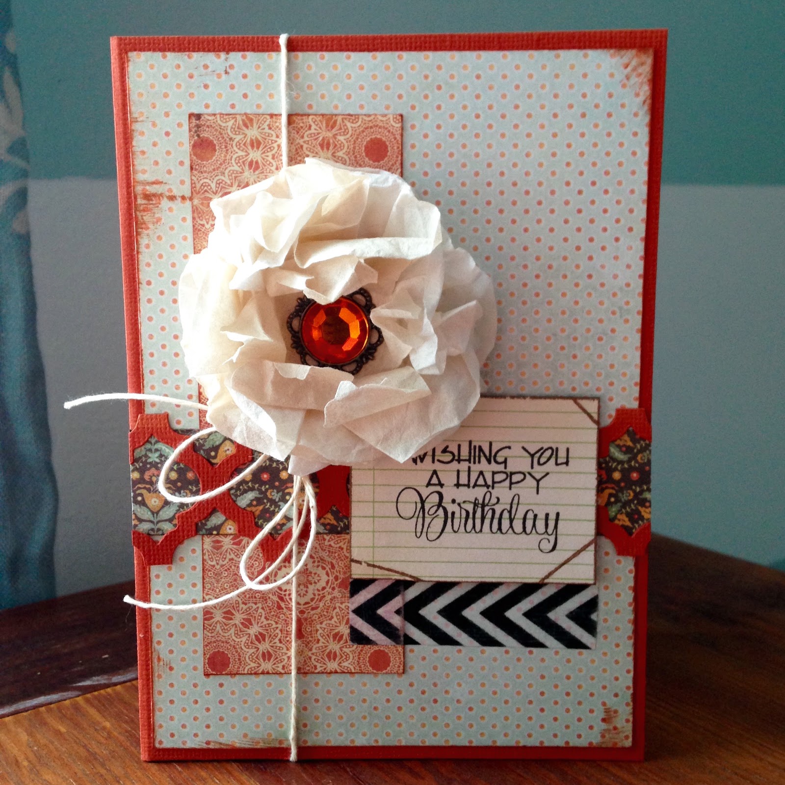 SewPaperPaint Coffee Filter Flower Verve Stamped Birthday Card