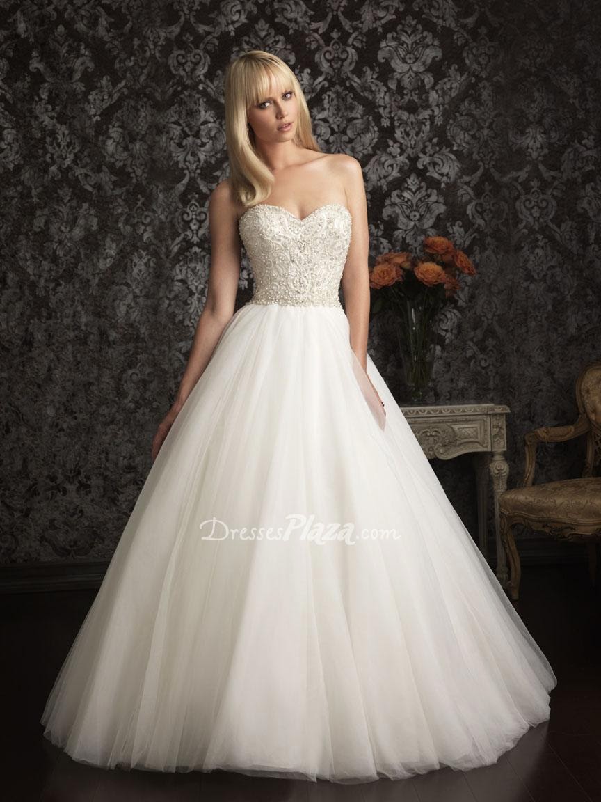 Ball Gown Sweetheart Crystal Embroidered Beaded Bodice Wedding Dress-1