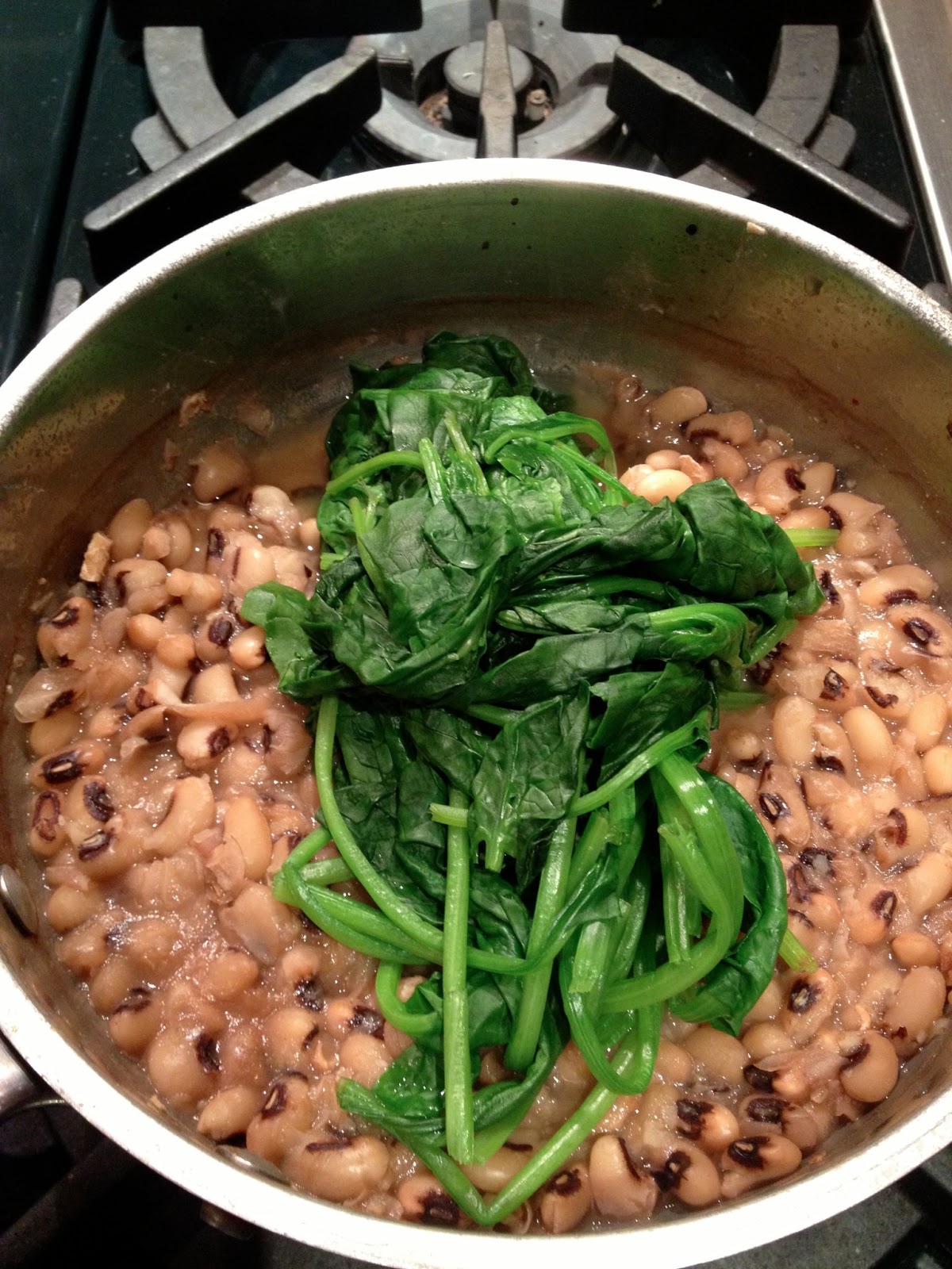 Eat2Thrive Vegan Adventures Galangal Black Eyed Peas with Spinach