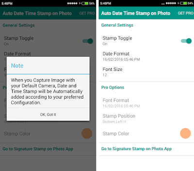 Auto Date and Time Stamp on Photo App for Android