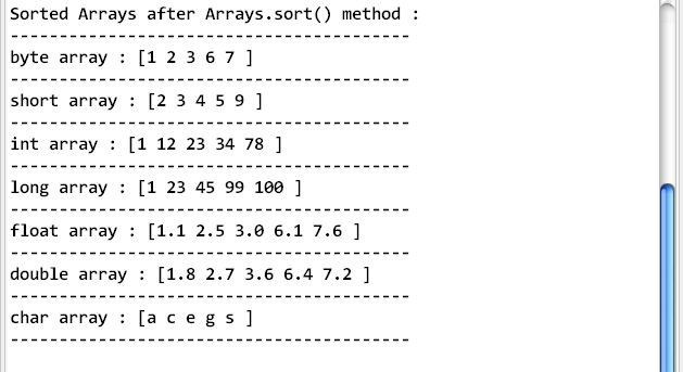 How to sort and partial sort a primitive arrays using Arrays.sort ...