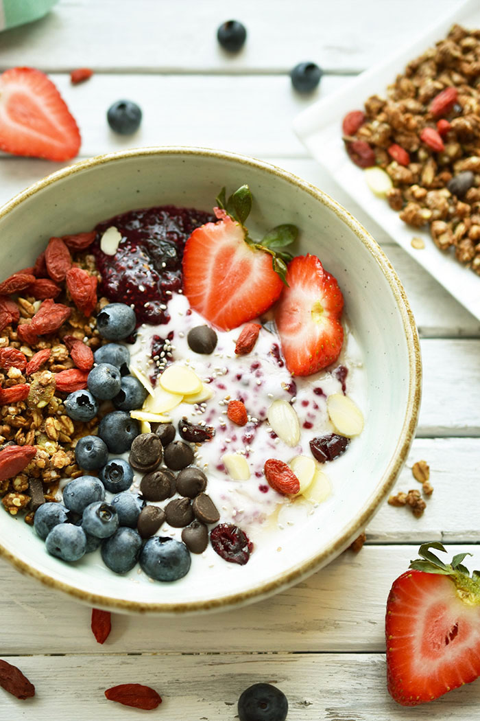 Vegan Yogurt Breakfast Bowl With Chia Berry Jam