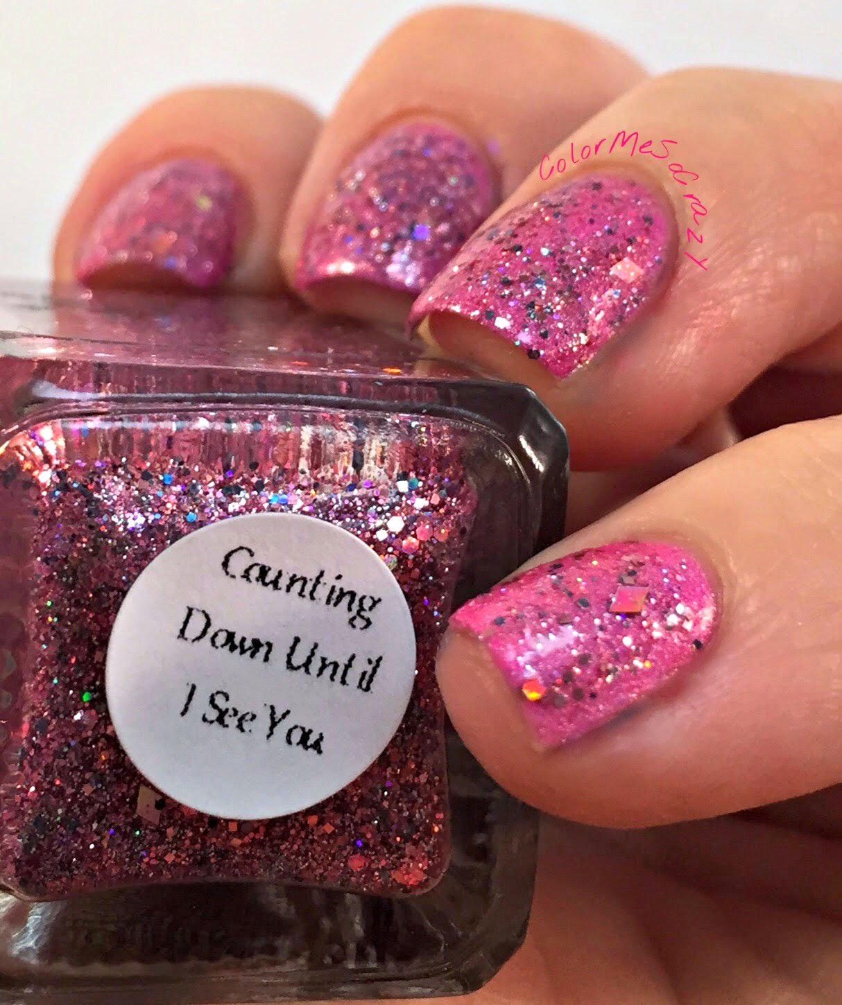 begl, blue eyed girl lacquer, nail polish, pink, spark in the dark, Couting down until I see you, pink glitter indie polish