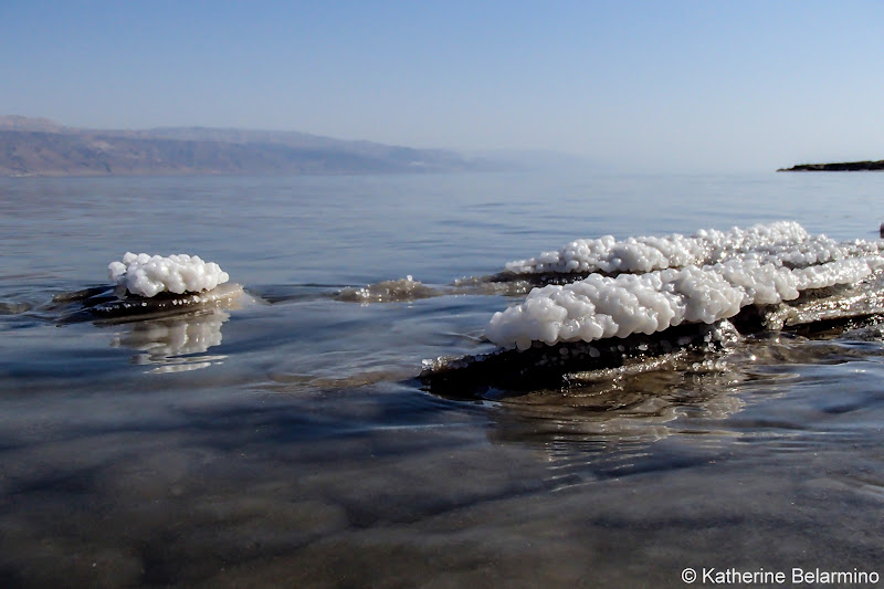 Salt Deposits Floating in the Dead Sea and Tips Israel