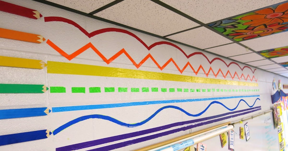 Cassie Stephens How to Decorate an Art Room Line and Color Wall!