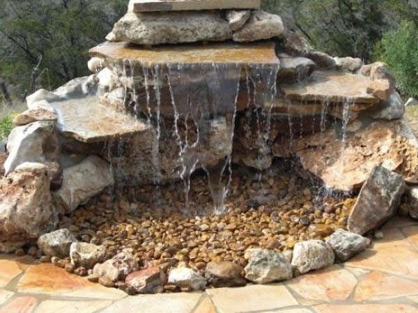 A relaxing garden and backyard waterfalls