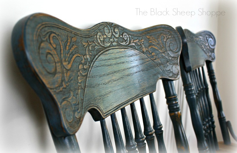 Detailed design on pressed back chairs. Detailed design on pressed back chairs.