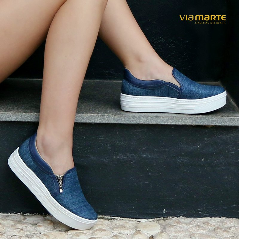 tênis casual feminino sola alta flatform via marte