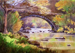 bridge watercolour landscape paintings painting martin watercolor north artist landscapes wales halfway oil bridges famous water watercolours watercolors lions augustine