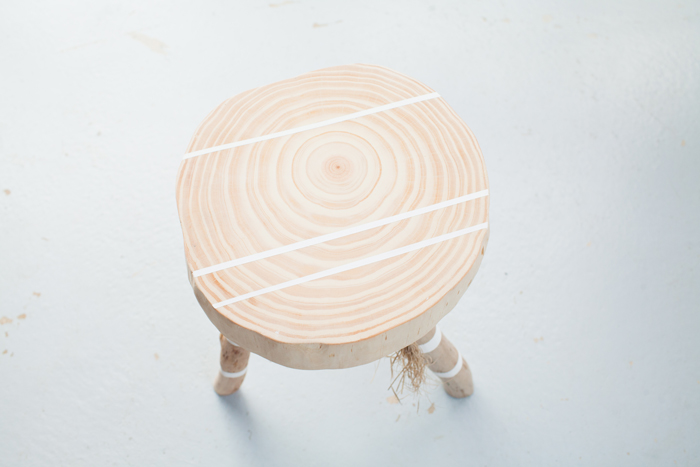 hand painted stool light timber stool