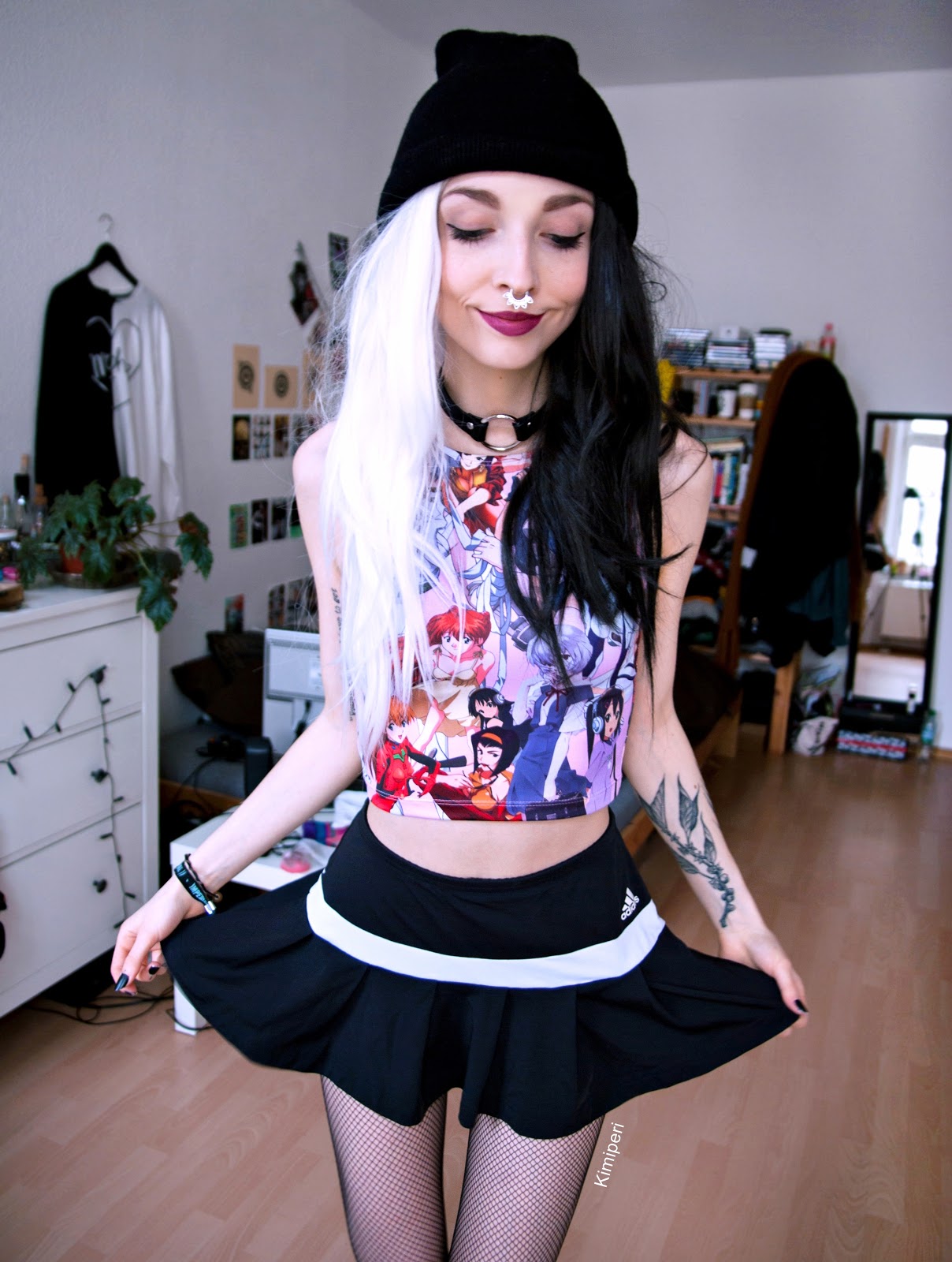 Kimi Peri - Suckered Apparel Anime Babes Crop Top, Adidas 