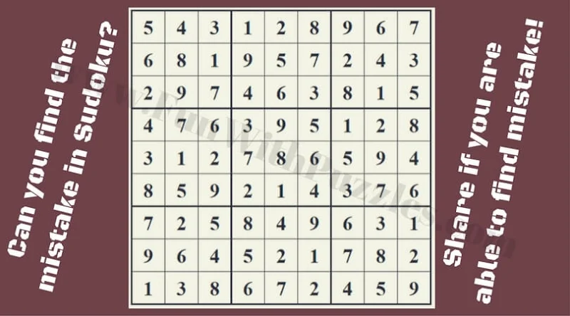 Can you quickly find the mistake in this Sudoku puzzle?