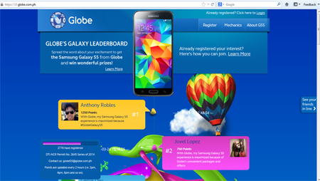 Globe Samsung Galaxy S5 Leaderboard