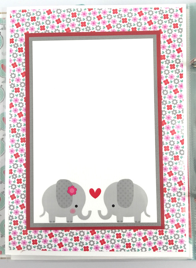 Sweet Things Valentine Scrapbook Album page with flowers and elephants