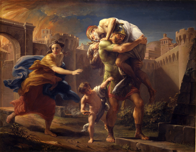 Aeneas Fleeing Burning Troy