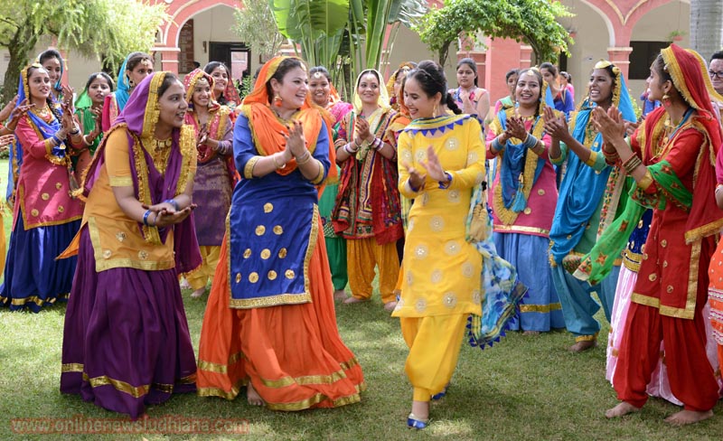 Students in Traditional Punjabi Dresses performing Giddha during Teej Celebrations at KCW Students in Traditional Punjabi Dresses performing Giddha during Teej Celebrations at KCW