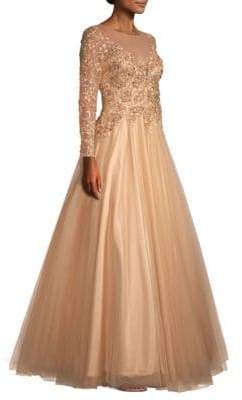 Basix Black Label Floral Applique Ball Gown