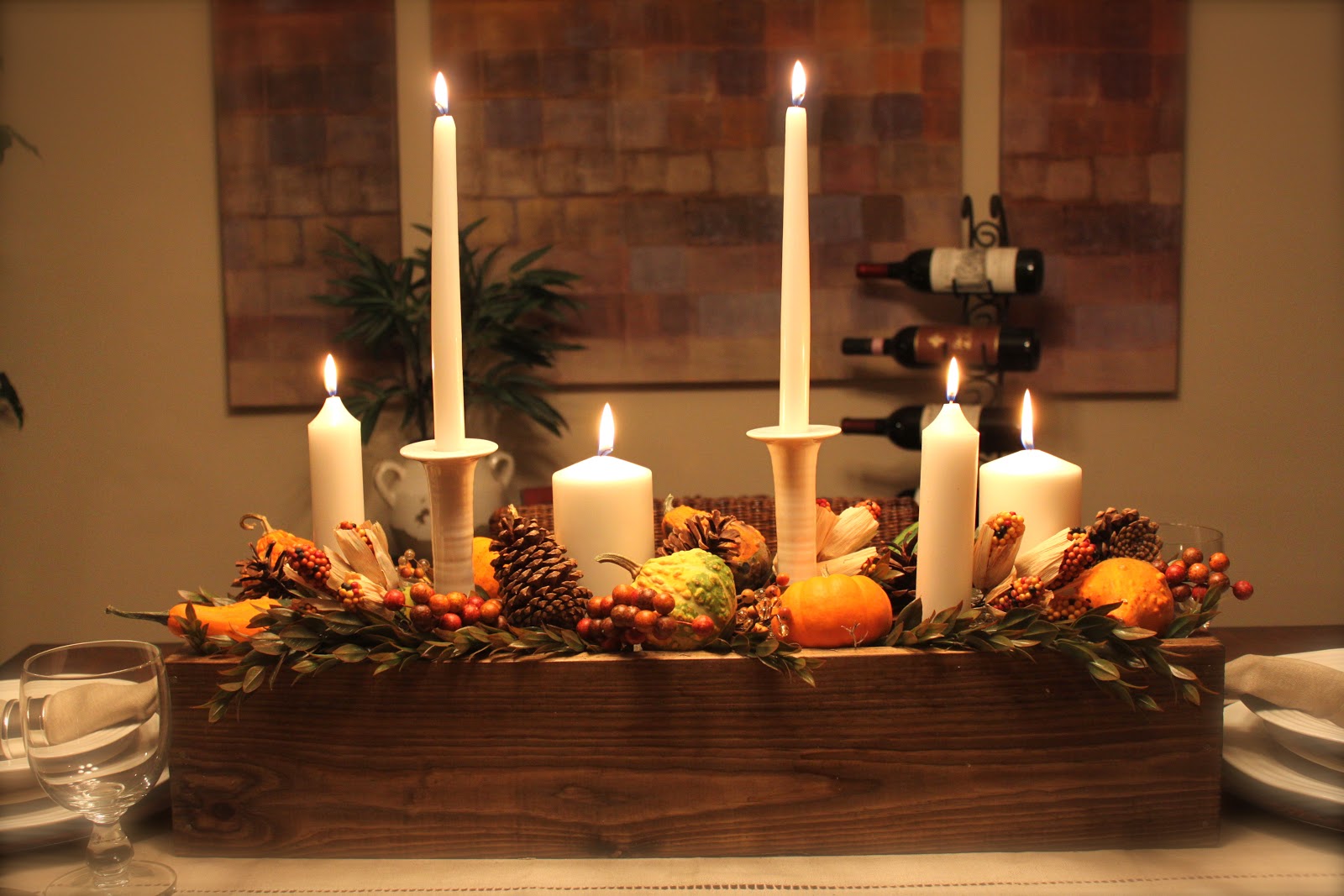 Candles Thanksgiving Table Decorating Ideas