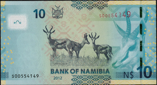 Namibia Money 10 Dollars banknote 2012 Antelopes