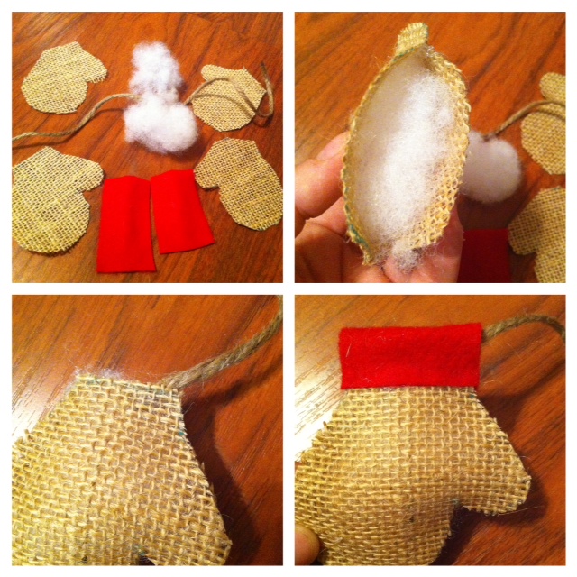 Burlap Mittens Ornament - Mine for the Making