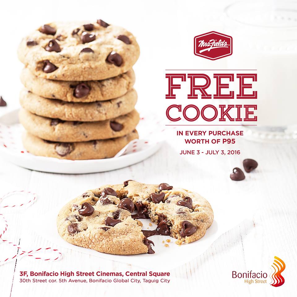 Manila Shopper Mrs. Fields FREE Cookie at Boni High Street June 2016