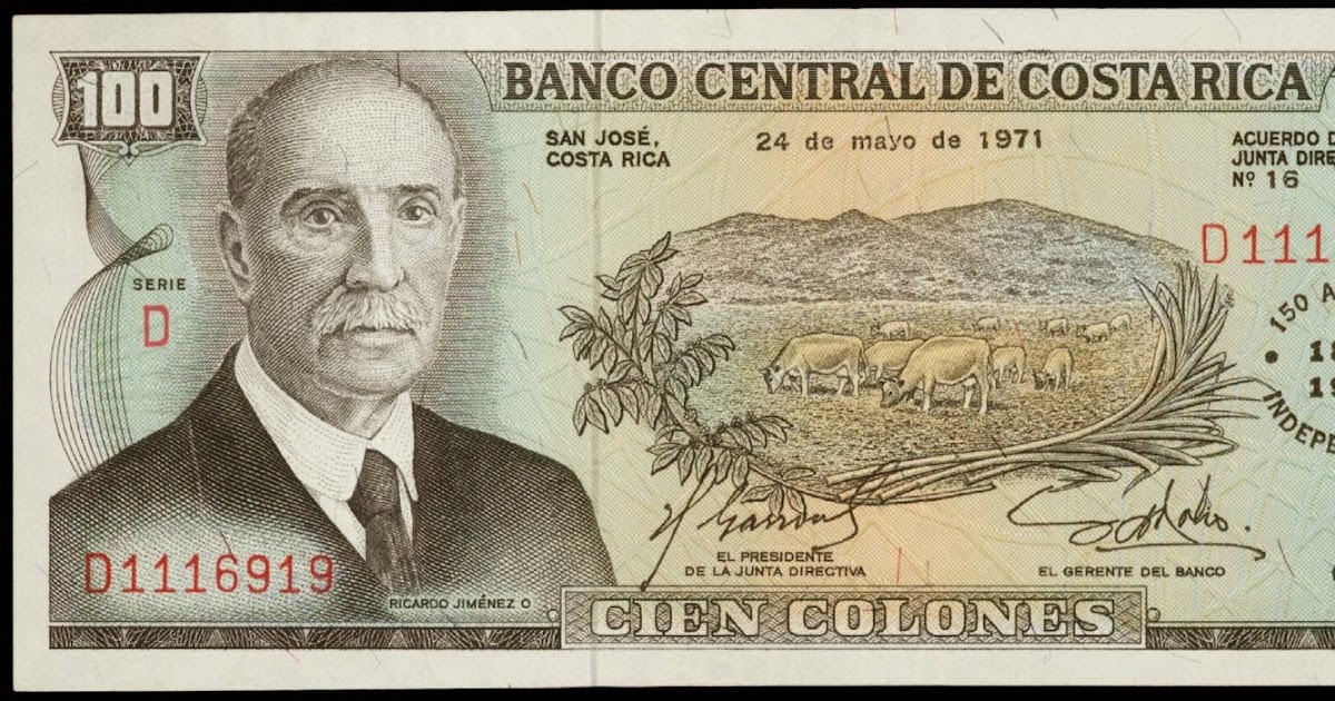Costa Rica 100 Colones banknote 1971 "150 Years of Independence"World