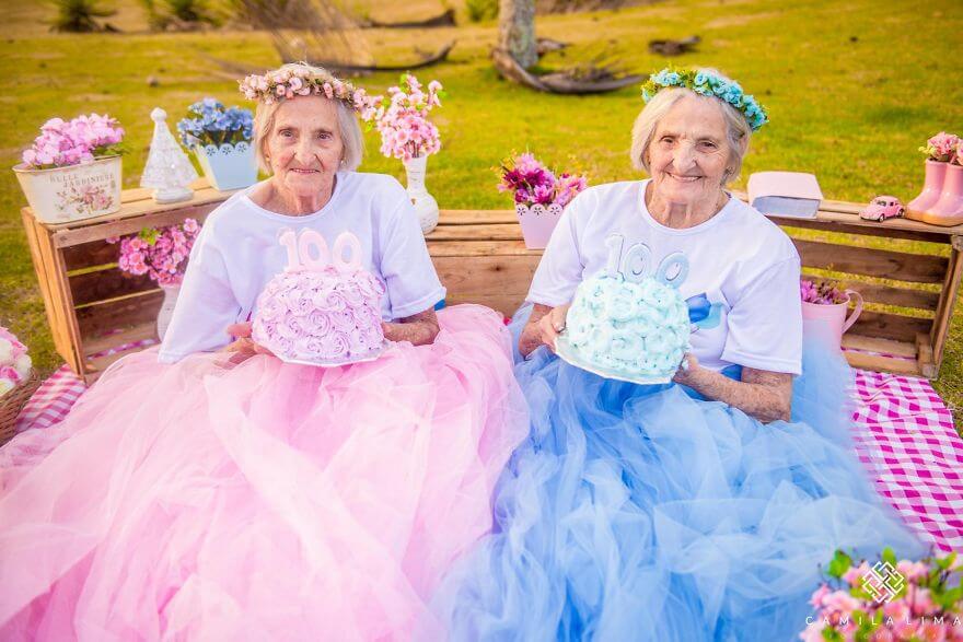 Heartwarming Pictures Of Twins Celebrating Their 100th Birthday