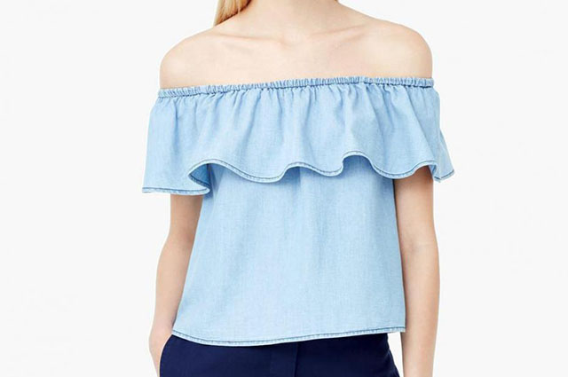 diy patrones camiseta denim sin hombros mujer