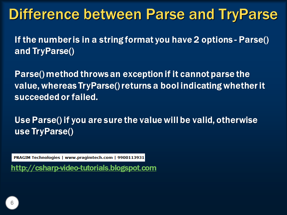 Sql server, .net and c# video tutorial: Part 7 - Datatype conversions in C#