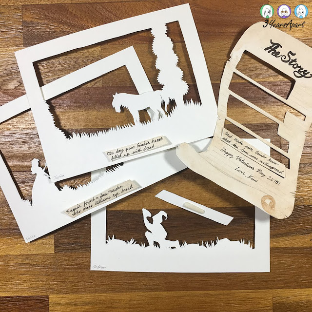 3 Years Apart Valentine 2018 story scroll with cutout lines