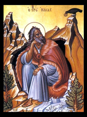 Dibujo de San Elias en el Monte Carmelo.
