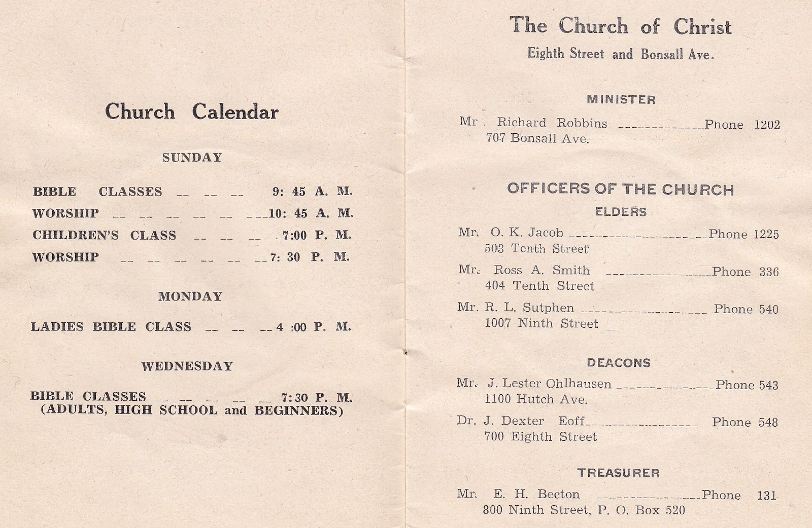 A Nested Family of Robbins Church Record Sunday Ballinger, Texas