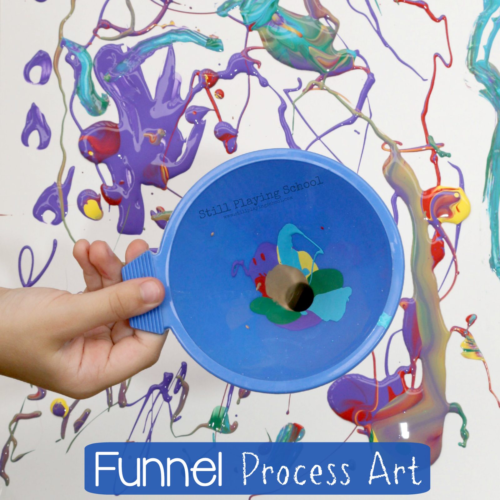 Funnel Painting Process Art for Kids Still Playing School