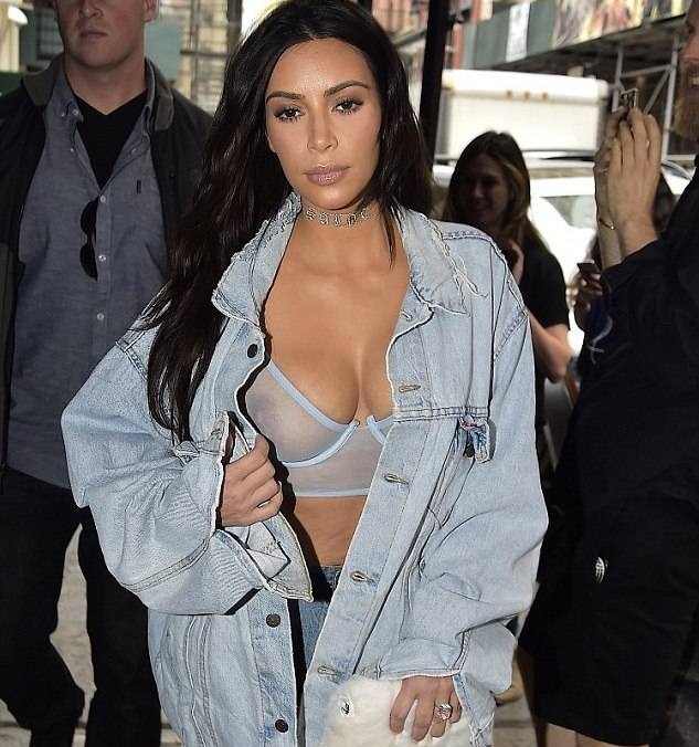 Kim Kardashian with transparent bra