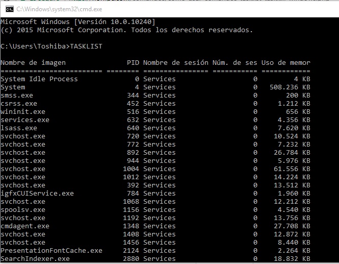 Comando TASKLIST Y TASKKILL Windows