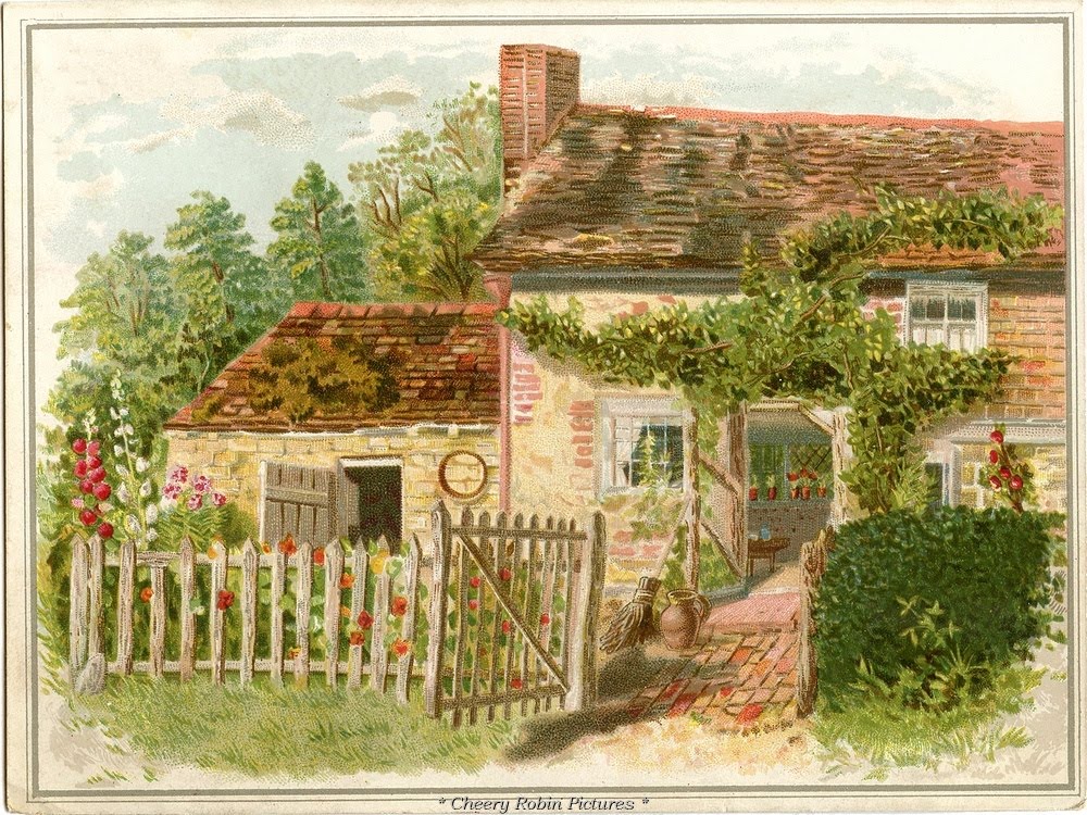 Vintage Cottage Old vintage cottage postcard
