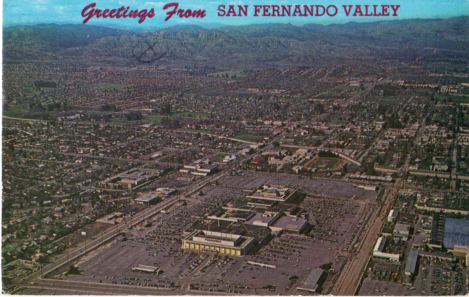 1970's Aerial View of Topanga Mall in Canoga Park Postcard San