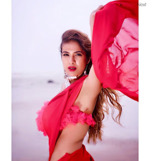Neha Malik in Red Saree Amazing Beauty Stunning Red   .xyz Exclusive 010