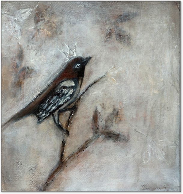 bird art painting mixed media Zorana 