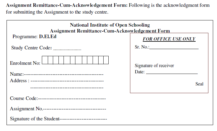 Nios assignment remittance acknowledgement form download image