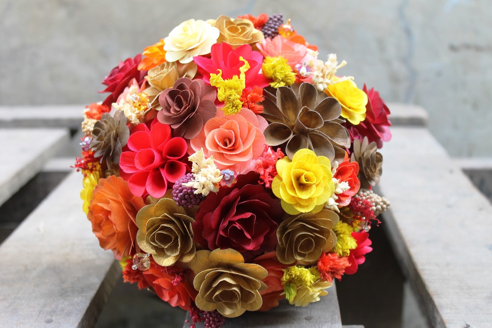 Wholesale Wedding Bouquets made of Wooden Flowers | Reduce. Reuse