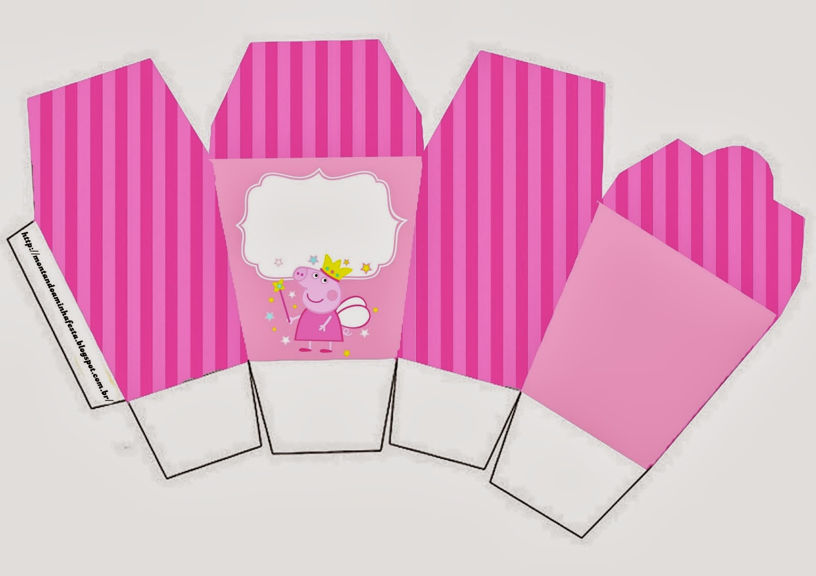 Fiesta de Peppa Pig: Cajas para Imprimir Gratis. Caja tipo "para comida china".
