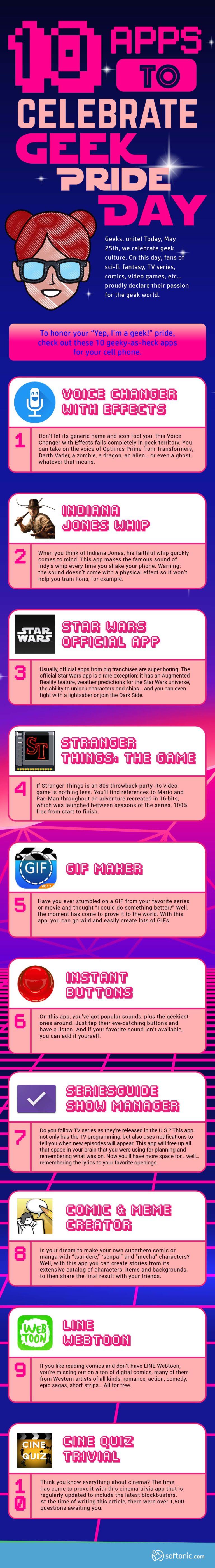 10 apps to celebrate Geek Pride Day #Infographic #Apps #Geek 10 apps to celebrate Geek Pride Day