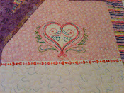 Purple quilt - embroidered heart block