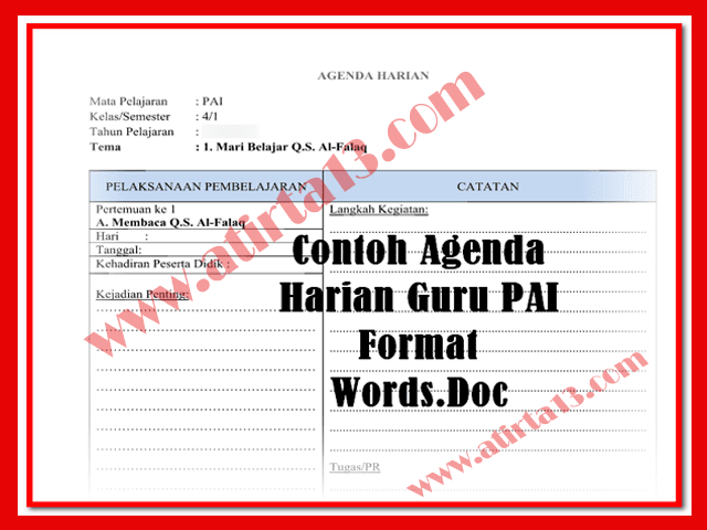 Contoh Agenda Harian Guru PAI Format Words.DocSEKOLAH KITA