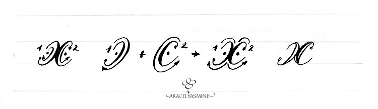 caligrafia copperplate letra x alfabeto aprender