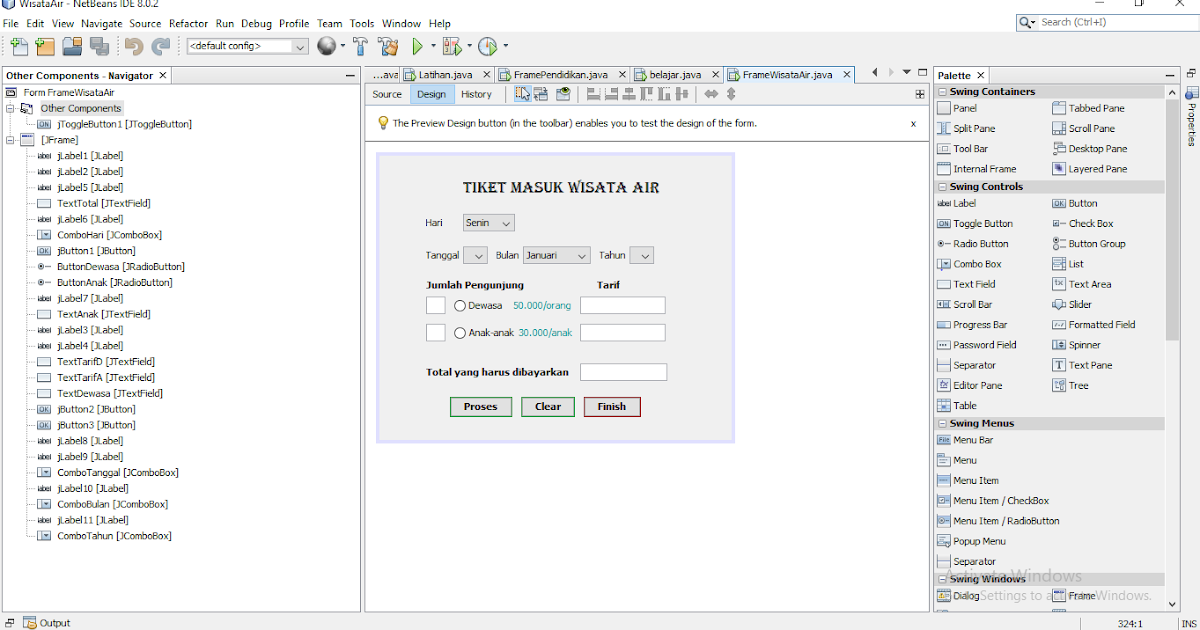 Rita Amelia: Contoh Program JFrame Netbeans Tiket Masuk