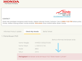 Cek Recall Airbag Honda Indonesia Cek Recall Master Rem Honda Indonesia