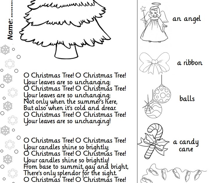 Enjoy Teaching English O CHRISTMAS TREE (song + activity sheet)